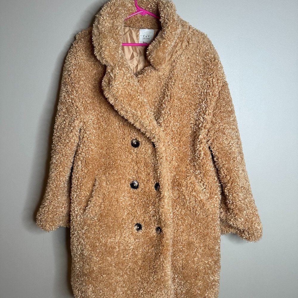 Large Chelsea & Violet Camel Colored Teddy Coat
